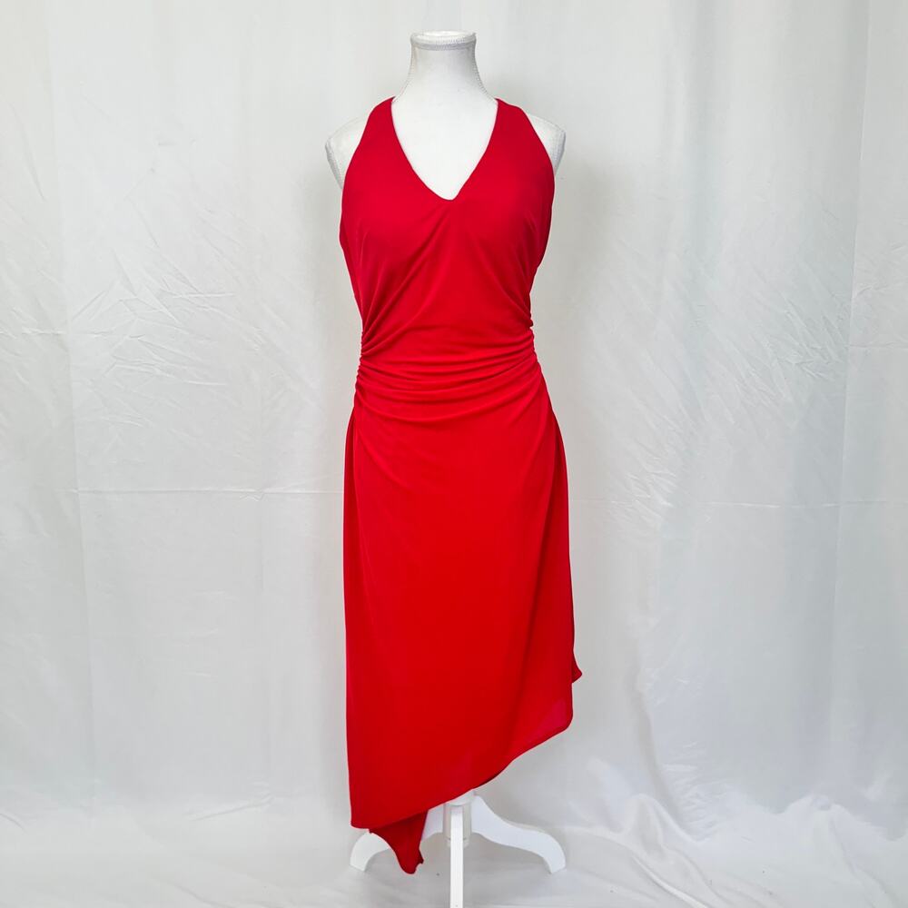 Cassandra Stone Red Asymmetrical Cocktail Dress – Elegant Evening Gown (Size 6)